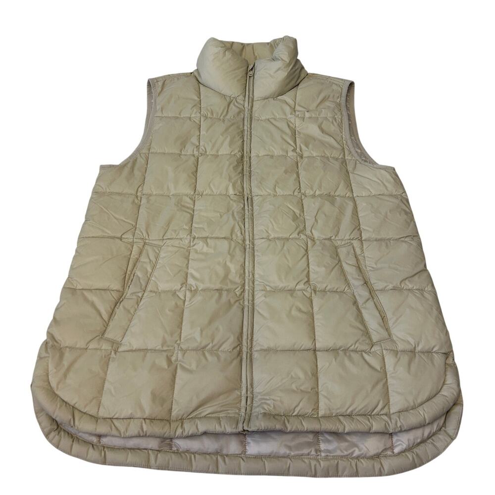 Gap Women's Primaloft PURE Fill Puffer Vest Water Resistant Sz M Cream Recycled